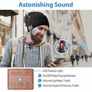 Music Hat Bluetooth Beanie Unisex w/ Wireless Blue